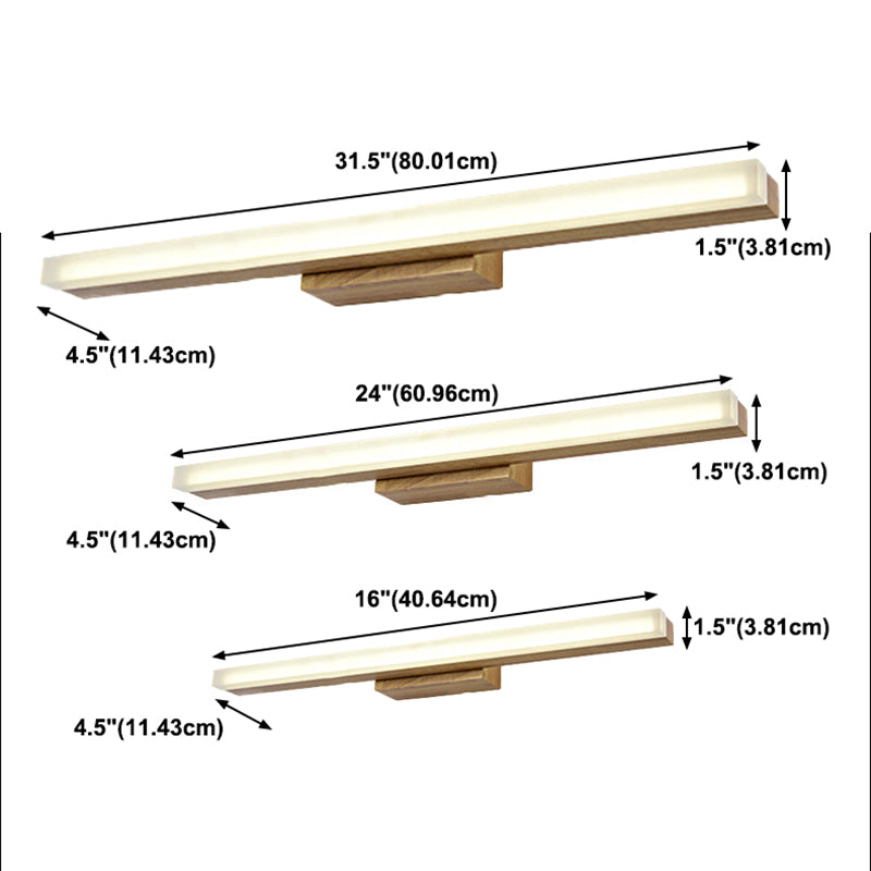 Miroir en bois simple moderne Miroir Light Rectangle LED Vanité LED pour chambre à coucher