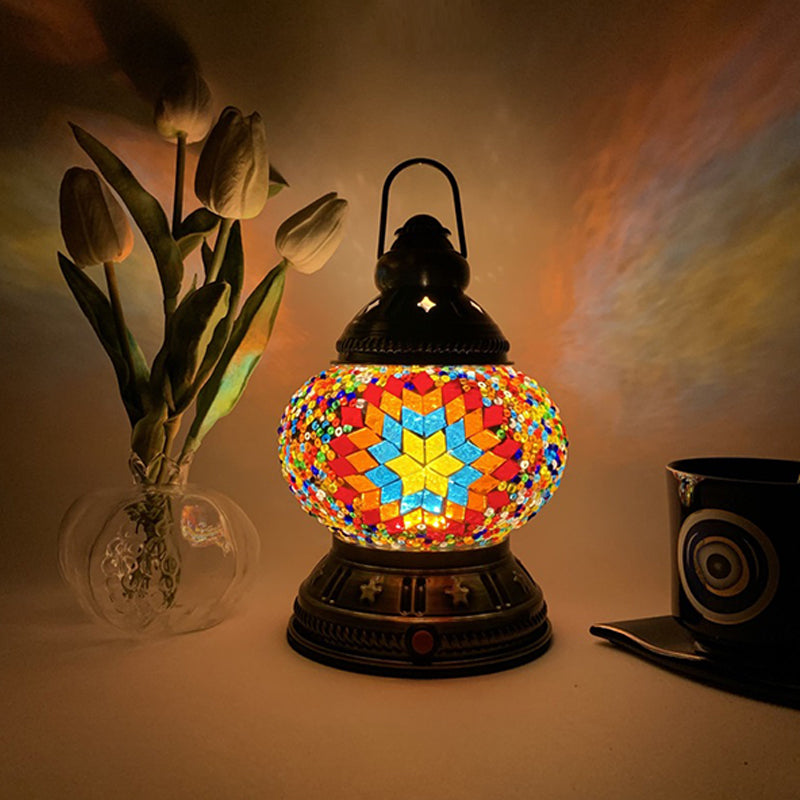 Turkse stijl glazen tafellamp Vintage Marokkaanse bureaulamp armatuur voor woonkamer