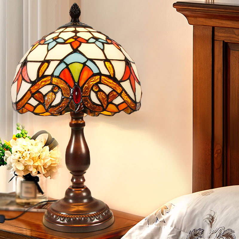 1 lichte geometrische nachttafellampen Tiffany -stijl glazen tafellamp
