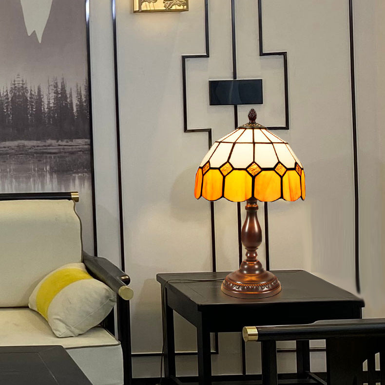 1 lichte geometrische nachttafellampen Tiffany -stijl glazen tafellamp