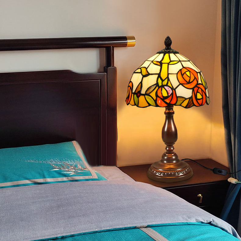 1 lichte geometrische nachttafellampen Tiffany -stijl glazen tafellamp
