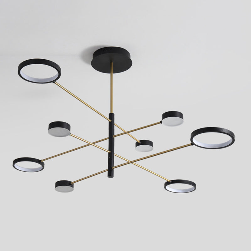 Circles Metal Hanging Ceiling Light Simplicity LED Black Chandelier Pendant Light