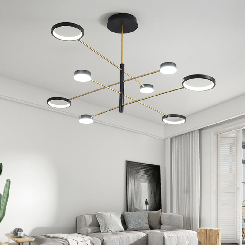 Circles Metal Hanging Ceiling Light Simplicity LED Black Chandelier Pendant Light
