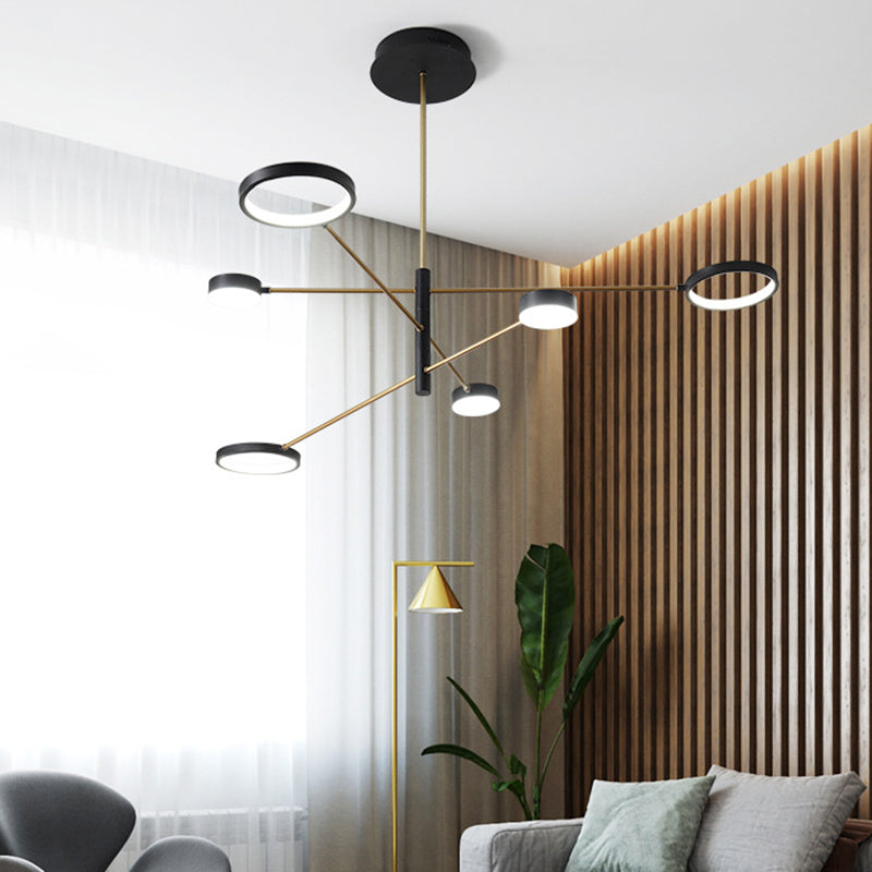 Circles Metal Hanging Ceiling Light Simplicity LED Black Chandelier Pendant Light