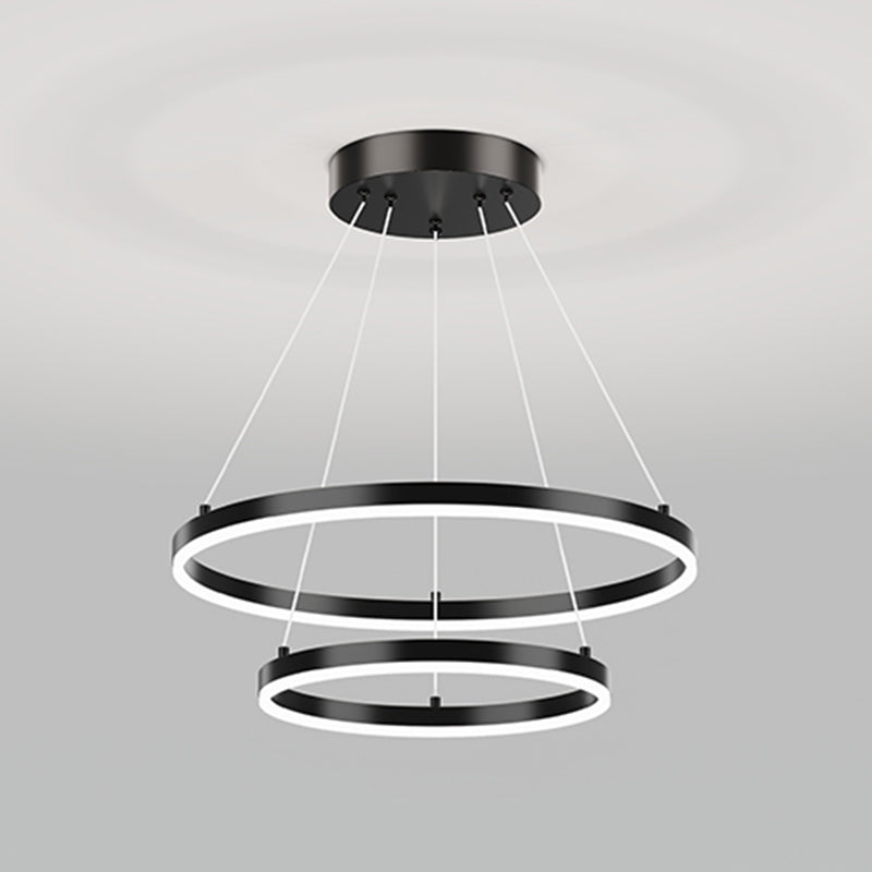 Nordic Circle Chandelier Metal Layered LED Chandelier Pendant for Bedroom