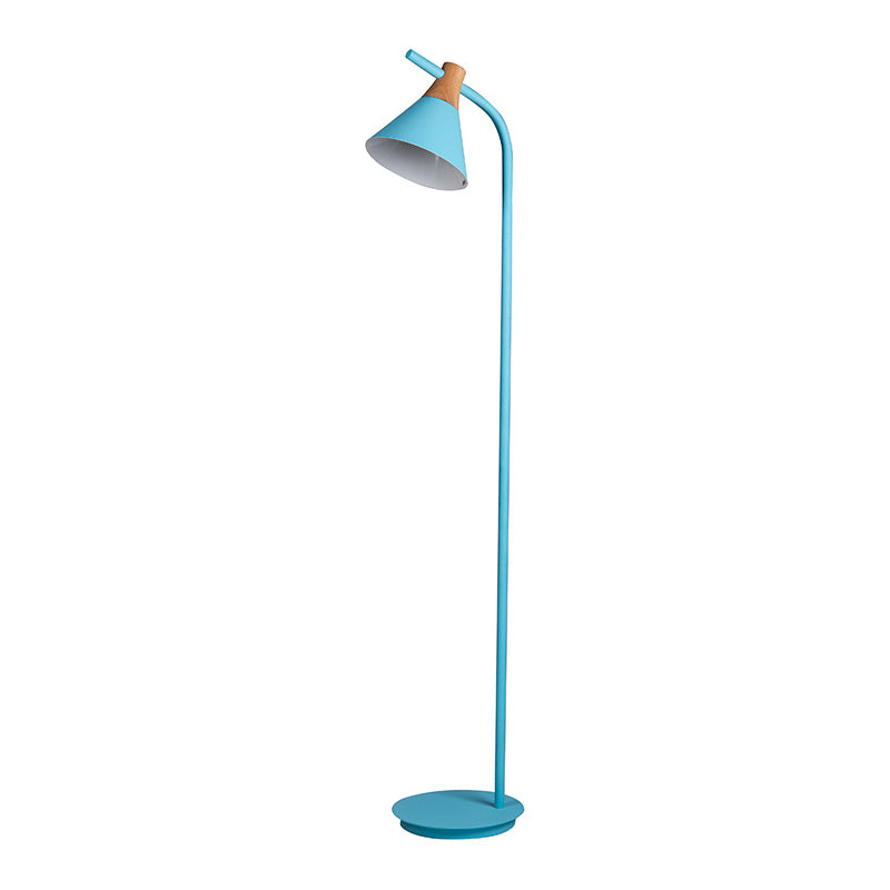 Macaron Style Floor Light 1-Light Floor Standing Lamp with Wood for Living Room