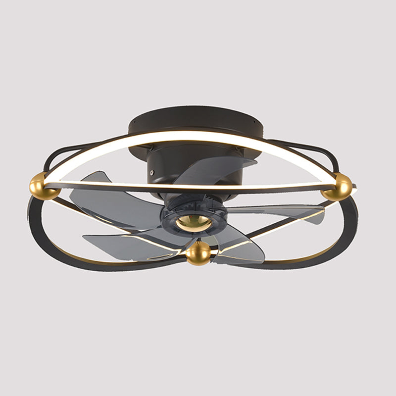 Lámpara de ventilador giratorio de 360 ​​grados dormitorio de metal de metal semi rascada de techo luz