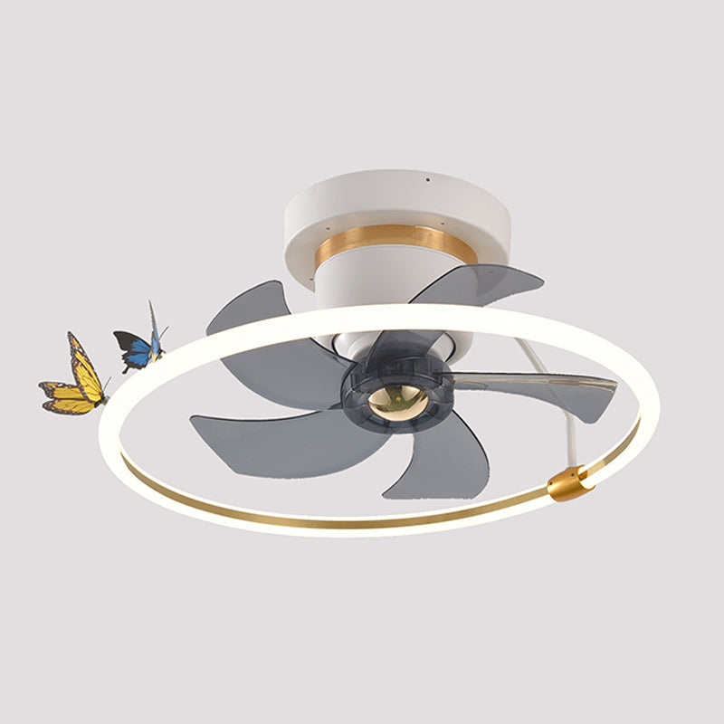 Lámpara de ventilador giratorio de 360 ​​grados dormitorio de metal de metal semi rascada de techo luz