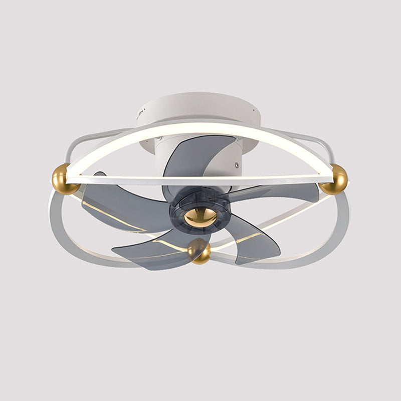 Lámpara de ventilador giratorio de 360 ​​grados dormitorio de metal de metal semi rascada de techo luz