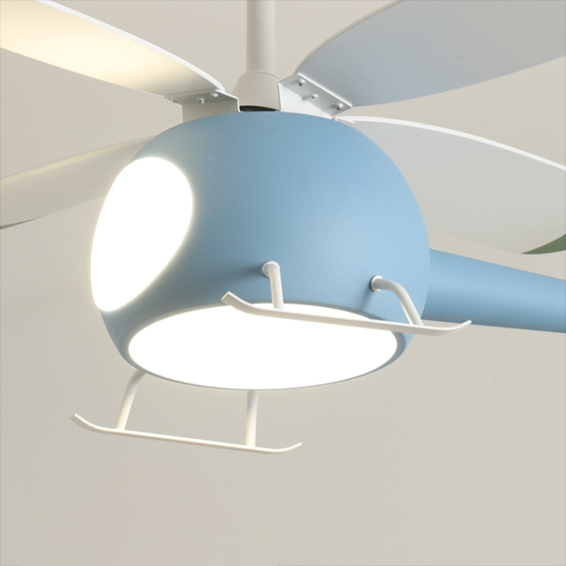 Vliegtuigvorm Metalen plafondventilatoren Kidstijl Multi -lichten plafondventilatorlamp