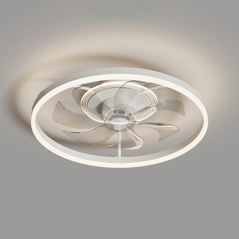 Ventilador de techo de dormitorio LED de metal ligero simple cerca de la iluminación del techo