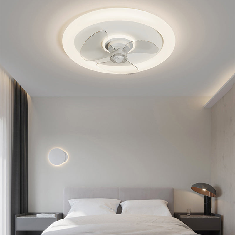Ventilador de techo de dormitorio LED de metal ligero simple cerca de la iluminación del techo