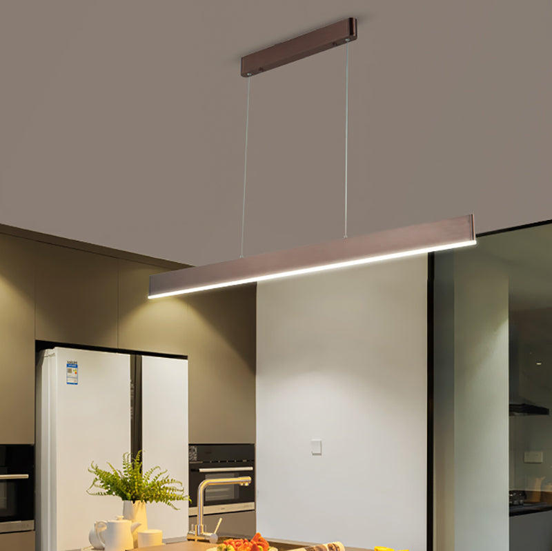 Modern Aluminum Island Light Rectangle 1-Light Restaurant Hanging Lamp with Acrylic Shade