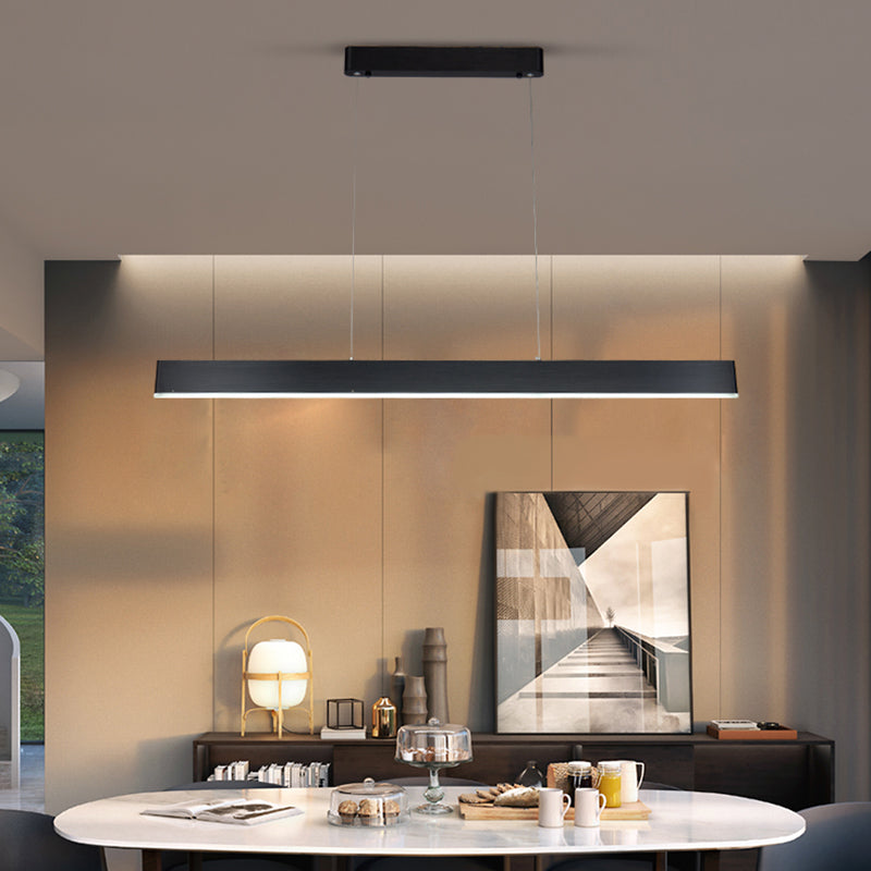 Modern Aluminum Island Light Rectangle 1-Light Restaurant Hanging Lamp with Acrylic Shade