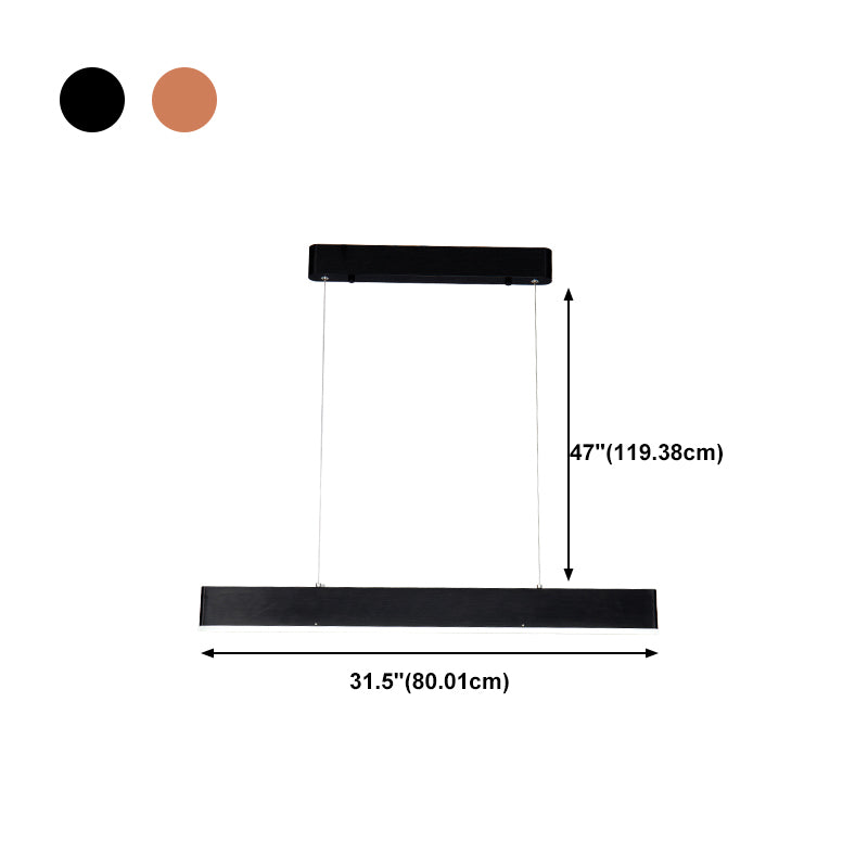 Modern Aluminum Island Light Rectangle 1-Light Restaurant Hanging Lamp with Acrylic Shade