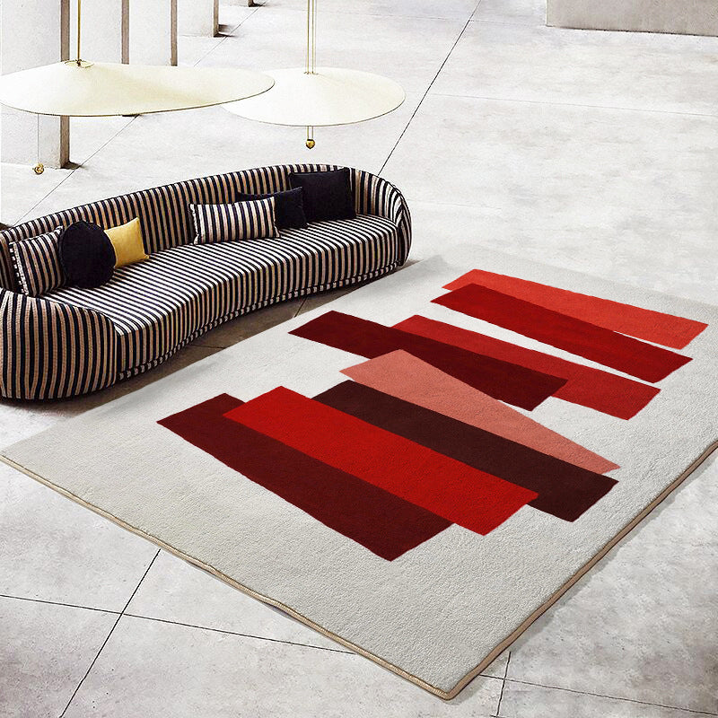 Modern Geometric Soft Rug Rectangle Polyester Loom Rug for Bedroom