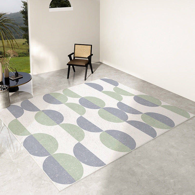 Geometric Pattern Living Room Rug Color Block Carpet Polyester Washable Area Rug
