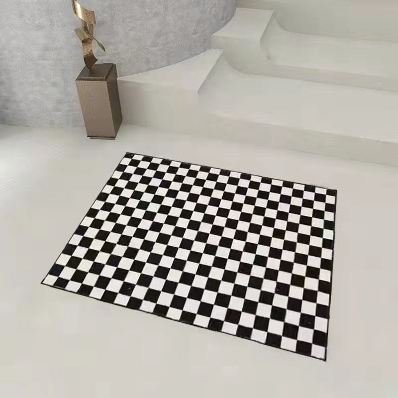 Colorful Lattice Rug Polyester Modern Anti-Slip Backing Washable Rug for Home Decor
