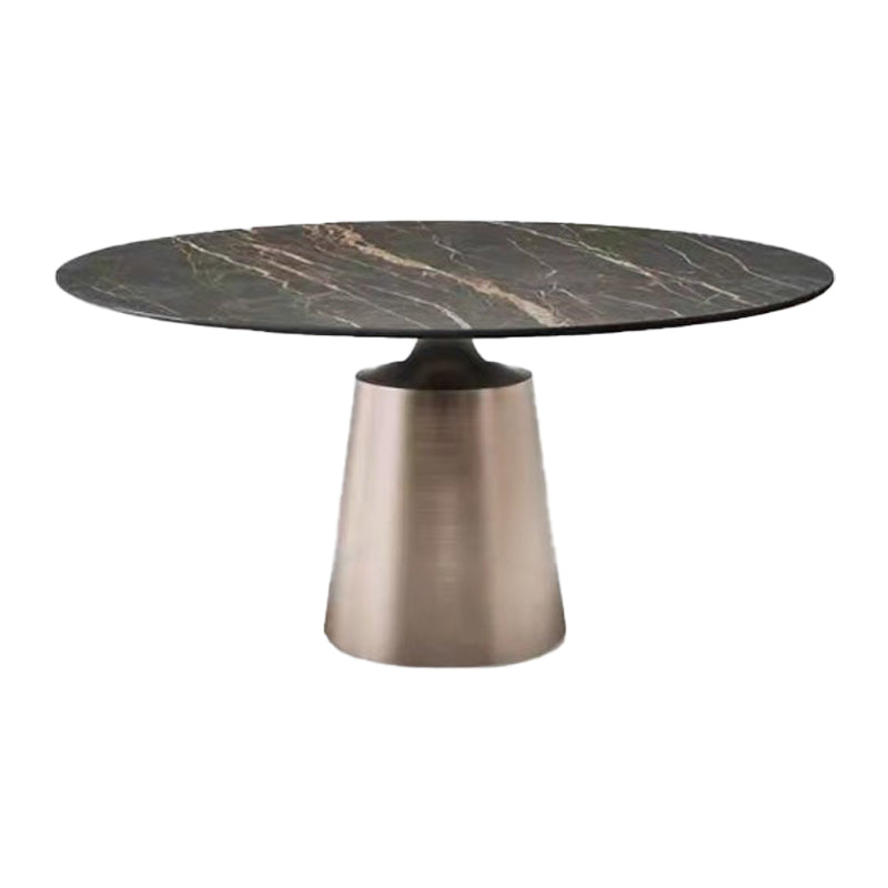Glam Style Round Stone Top Dining Table Gold Base Dining Table for Living Room
