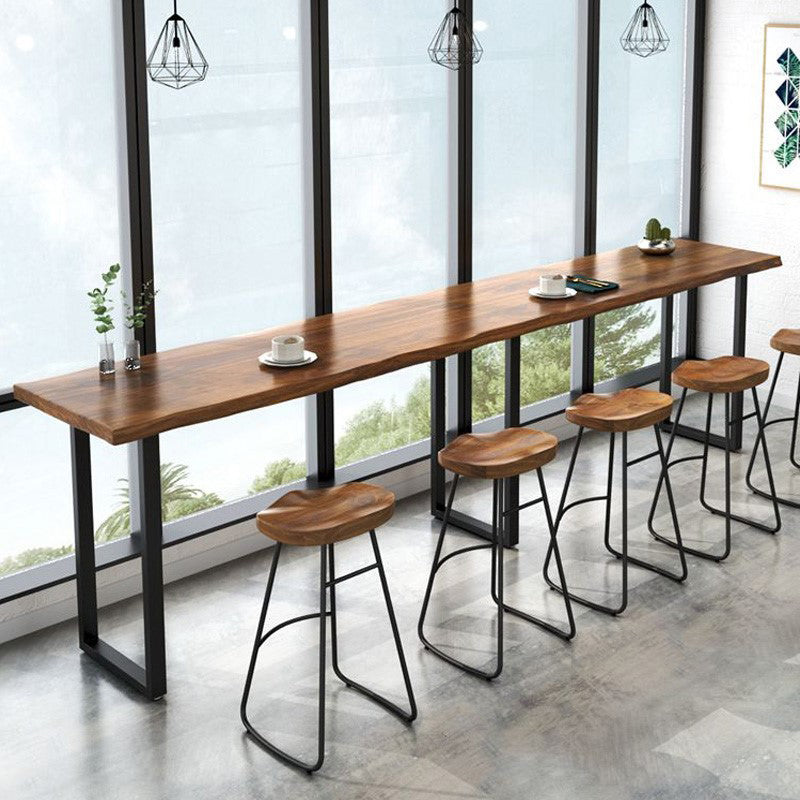 Industrial Bar Table Pine Wood Bar Dining Table with Sled Base