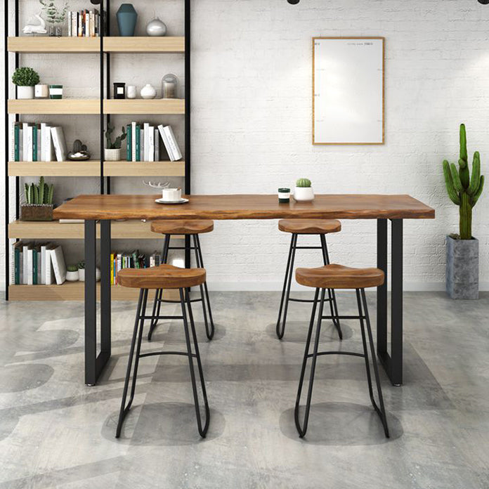 Industrial Bar Table Pine Wood Bar Dining Table with Sled Base