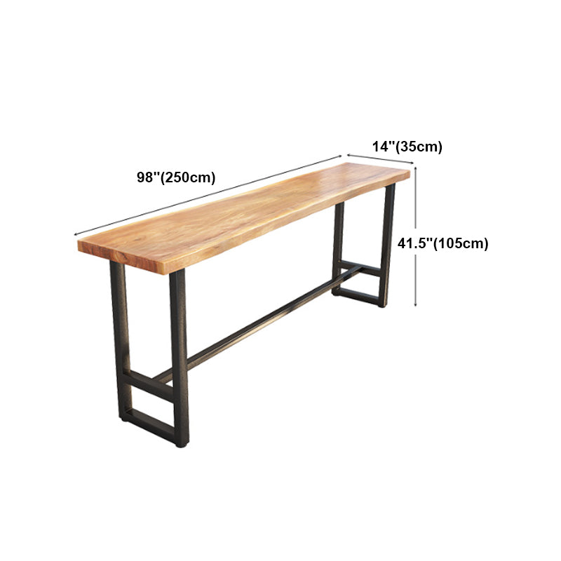 Industrial Bar Dining Table Pine Wood Bar Table with Trestle Base