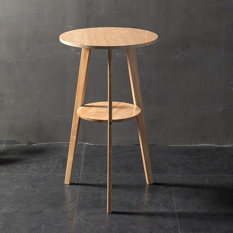 Simple Style Round Bar Table Wood Top Pub Table for Coffee Shop