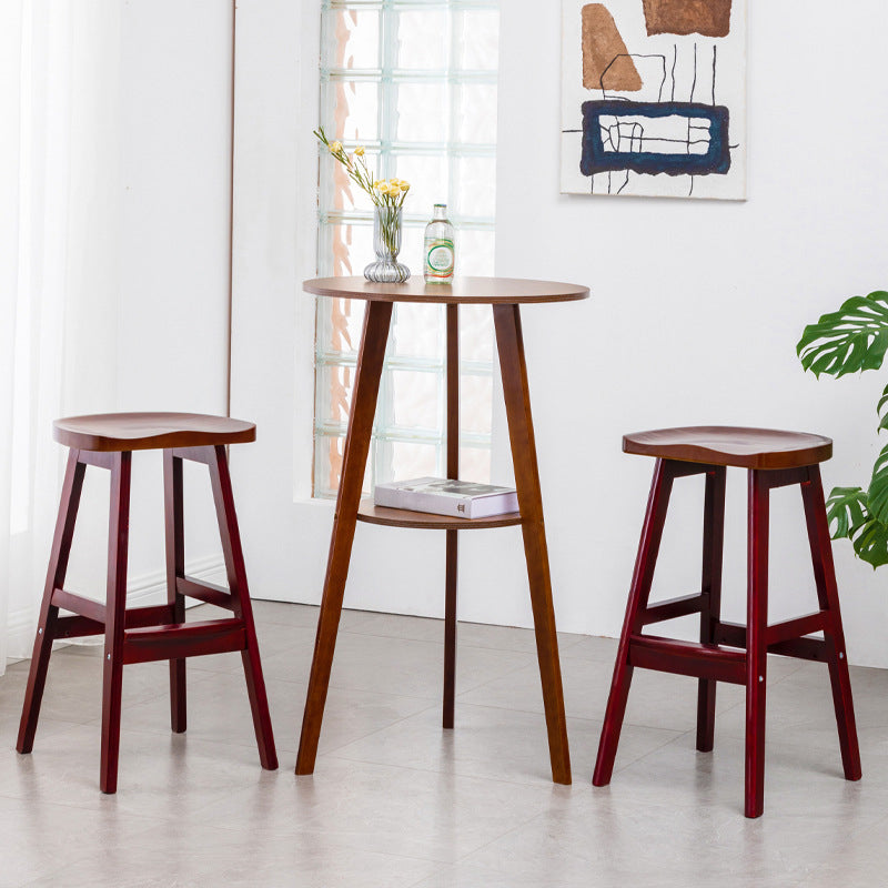 Simple Style Round Bar Table Wood Top Pub Table for Coffee Shop