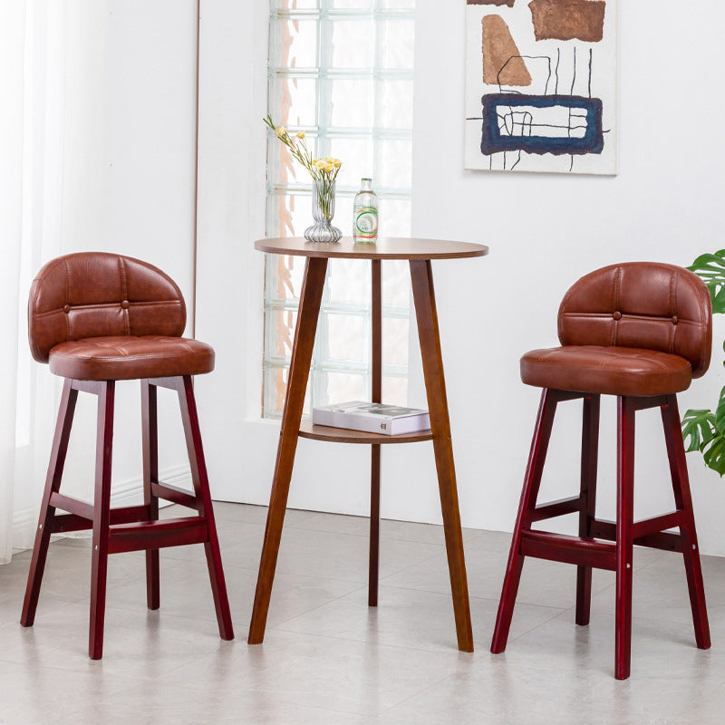 Simple Style Round Bar Table Wood Top Pub Table for Coffee Shop