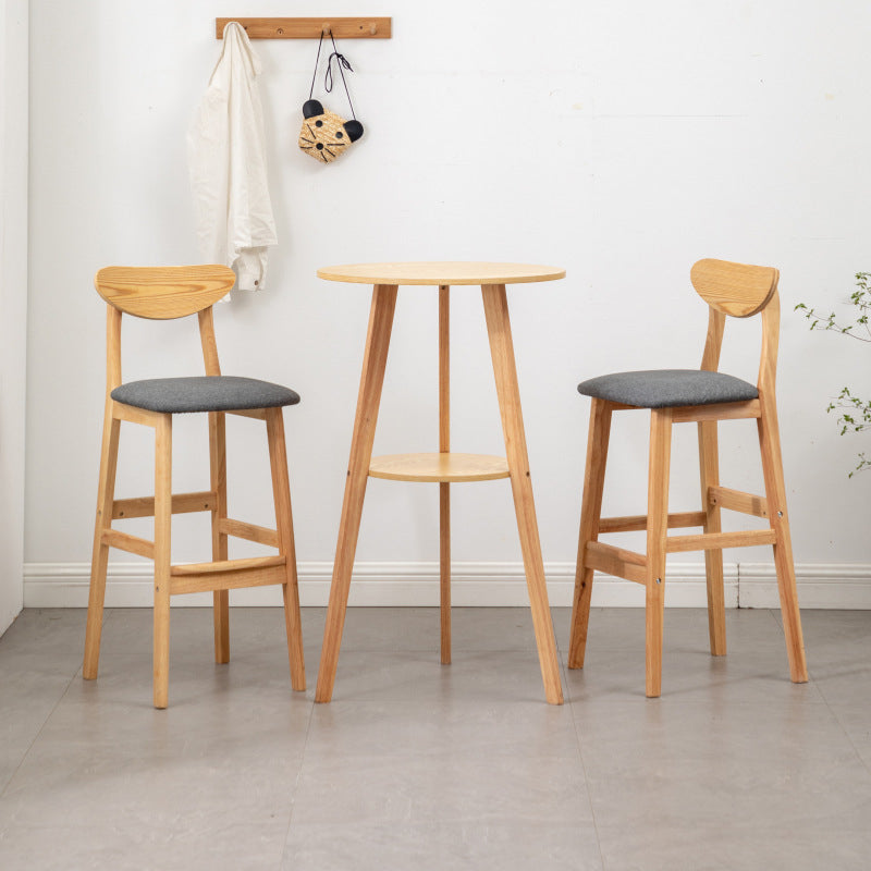 Simple Style Round Bar Table Wood Top Pub Table for Coffee Shop