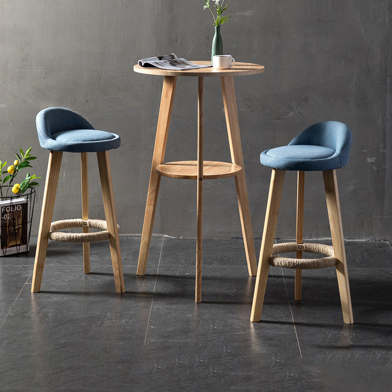 Simple Style Round Bar Table Wood Top Pub Table for Coffee Shop