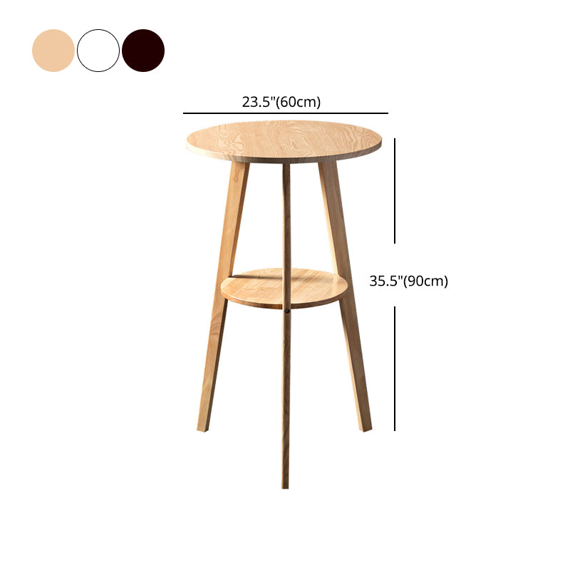 Simple Style Round Bar Table Wood Top Pub Table for Coffee Shop