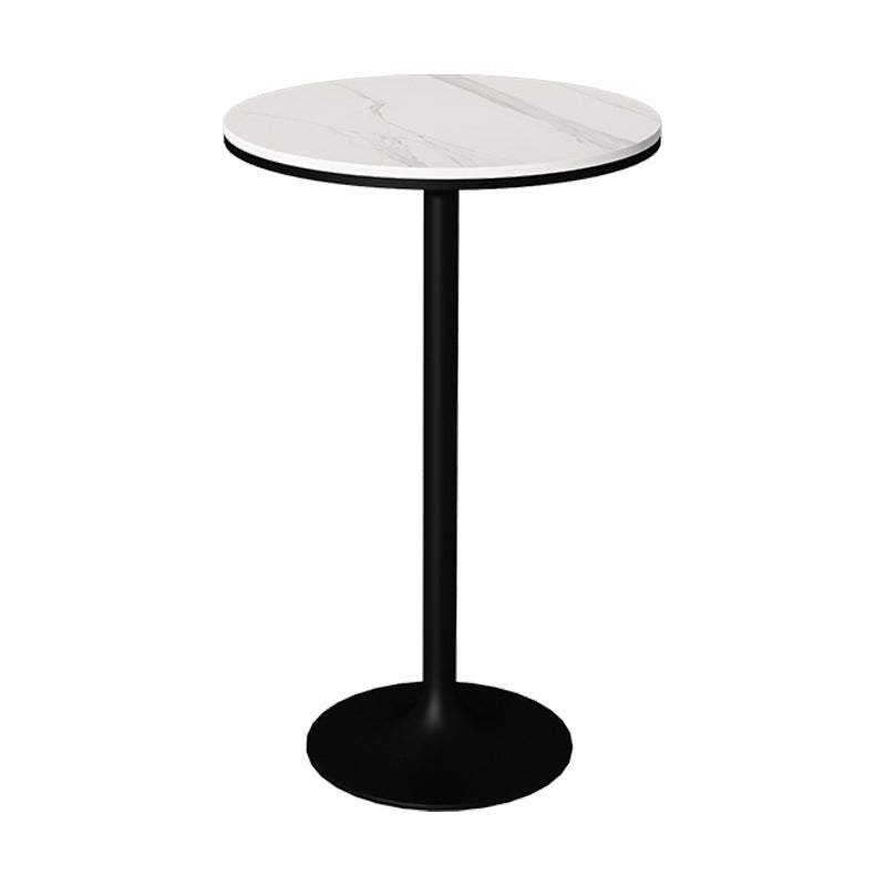 Modern Stone Round Top Bar Table Metal Base Pub Table for Restaurant