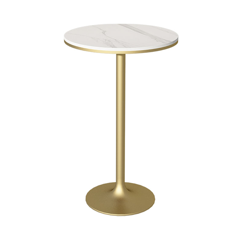 Modern Stone Round Top Bar Table Metal Base Pub Table for Restaurant