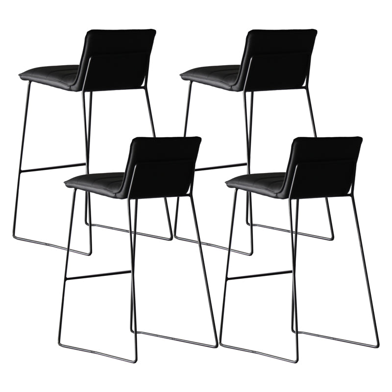 Modern Low Back Restaurant Stool Matte Finish Leather Barstool
