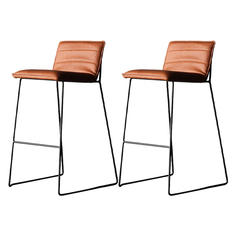 Modern Low Back Restaurant Stool Matte Finish Leather Barstool