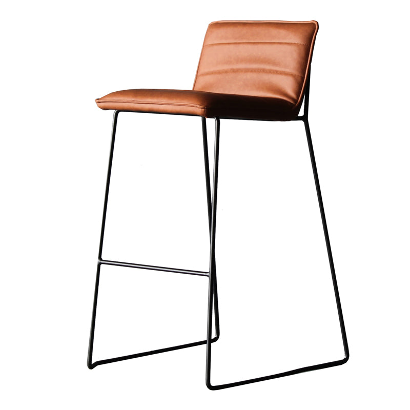 Modern Low Back Restaurant Stool Matte Finish Leather Barstool