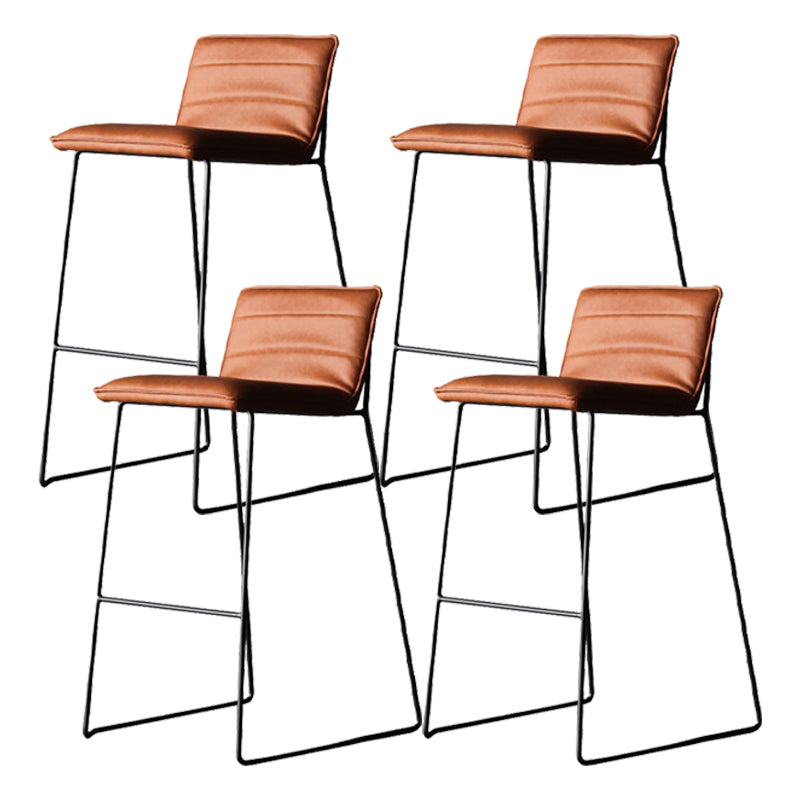 Modern Low Back Restaurant Stool Matte Finish Leather Barstool