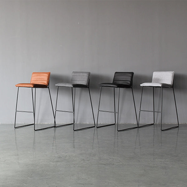 Modern Low Back Restaurant Stool Matte Finish Leather Barstool