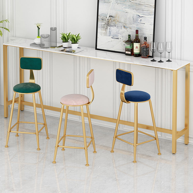 Glam Low Back Living Room Stool Matte Finish Velvet Counter Stool