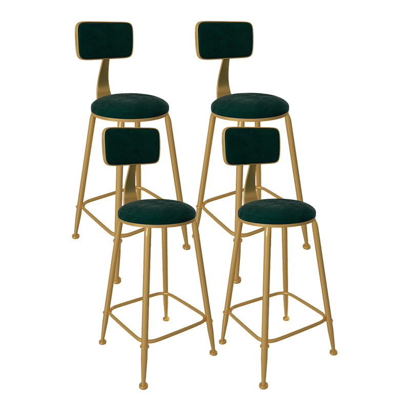 Glam Low Back Living Room Stool Matte Finish Velvet Counter Stool