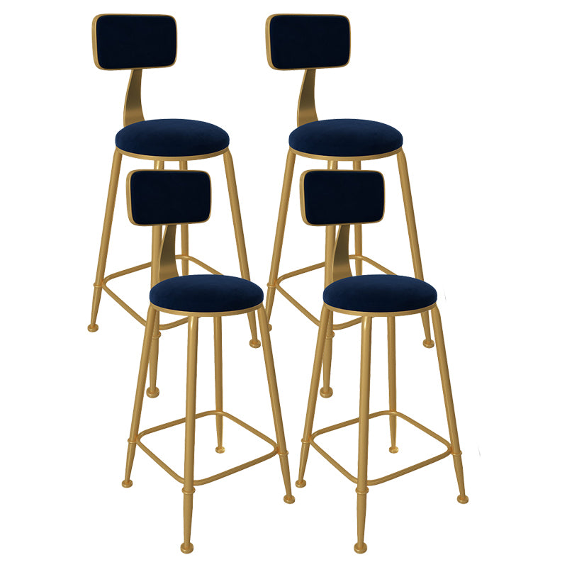 Glam Low Back Living Room Stool Matte Finish Velvet Counter Stool