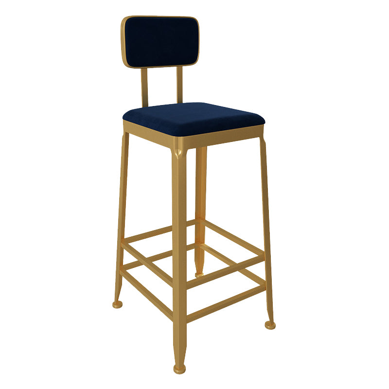 Glam Low Back Living Room Stool Matte Finish Velvet Counter Stool