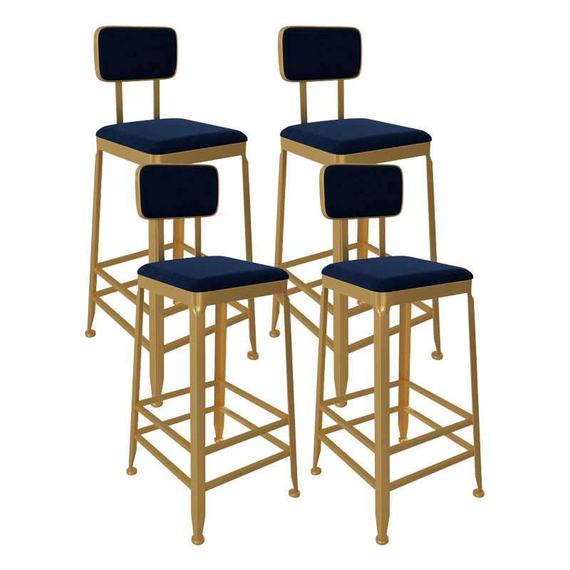 Glam Low Back Living Room Stool Matte Finish Velvet Counter Stool