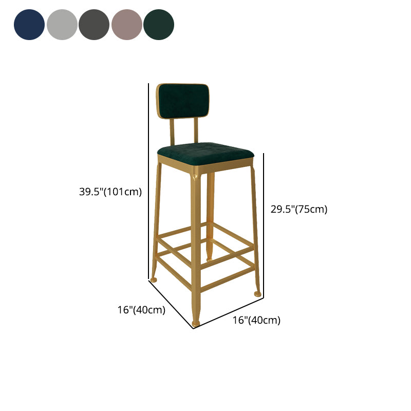 Glam Low Back Living Room Stool Matte Finish Velvet Counter Stool