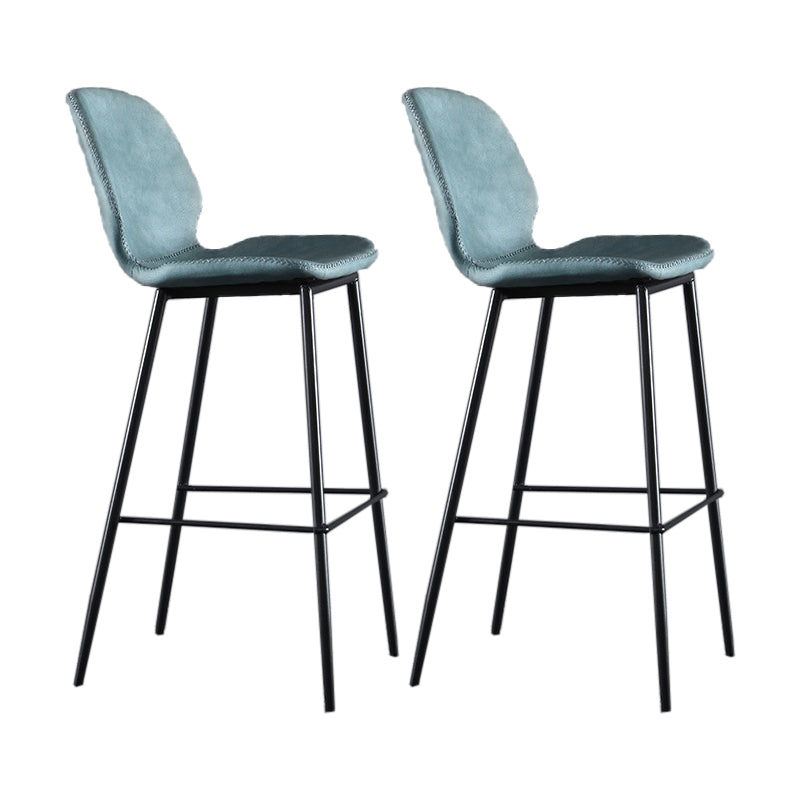 Scandinavian Matte Finish Leather Bar Stool Low Back Home Stool