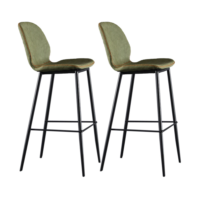 Scandinavian Matte Finish Leather Bar Stool Low Back Home Stool