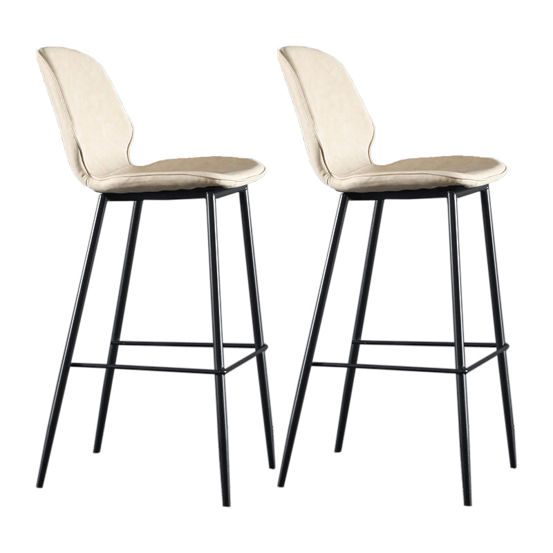 Scandinavian Matte Finish Leather Bar Stool Low Back Home Stool