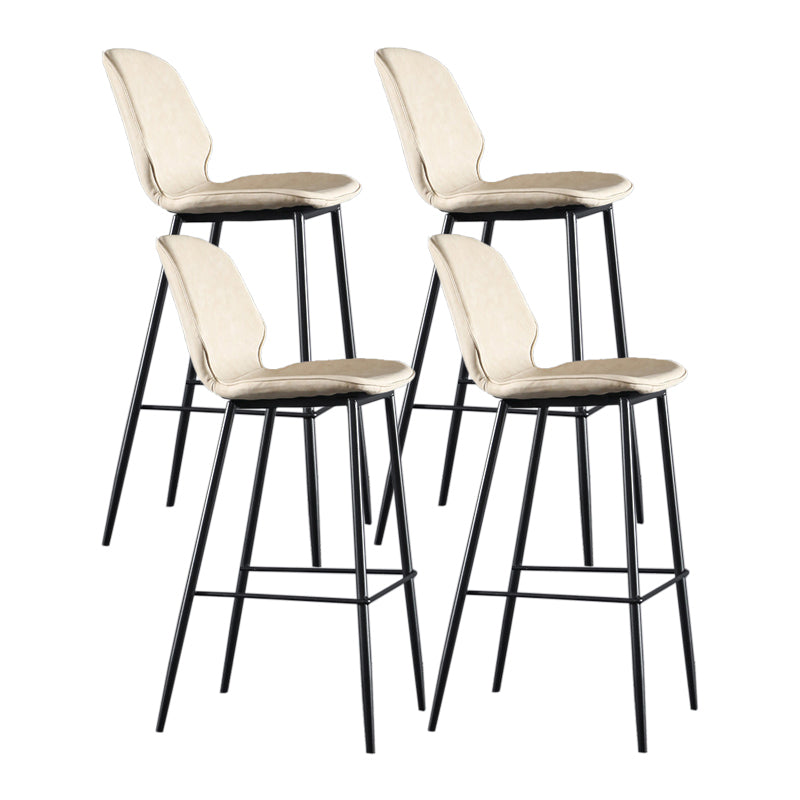 Scandinavian Matte Finish Leather Bar Stool Low Back Home Stool