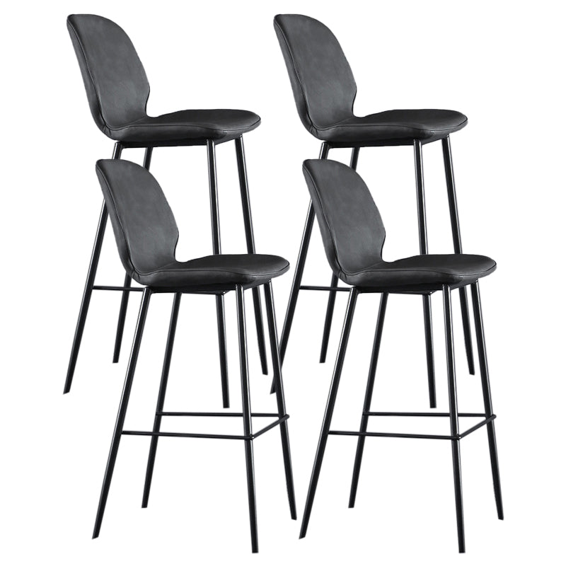Scandinavian Matte Finish Leather Bar Stool Low Back Home Stool